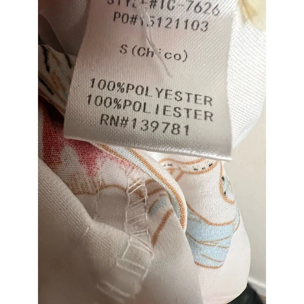 Tea & Cup White Floral Print Sleeveless Faux Wrap Romper Size Small - Image 6