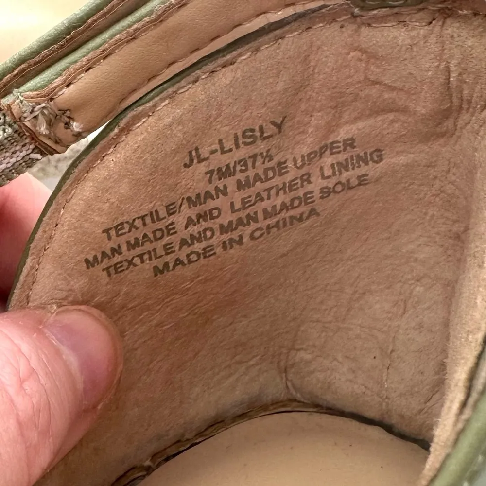 JLO Jeniffer Lopez Lisly Olive Green Boho Espadrille Platform Sandals - Image 9