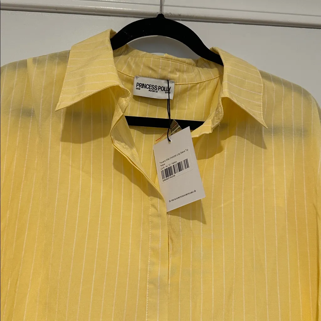 NWT Princess Polly Thousand Miles Oversized Long Sleeve Top Yellow Striped Sz 8 - Image 9