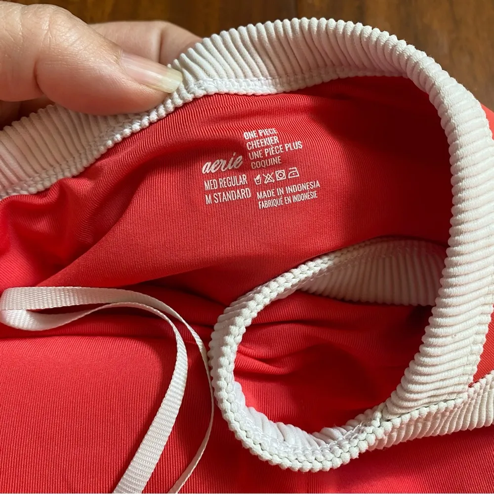 Aerie Orange One piece Swimsuit One Shoulder Size Medium - Image 3