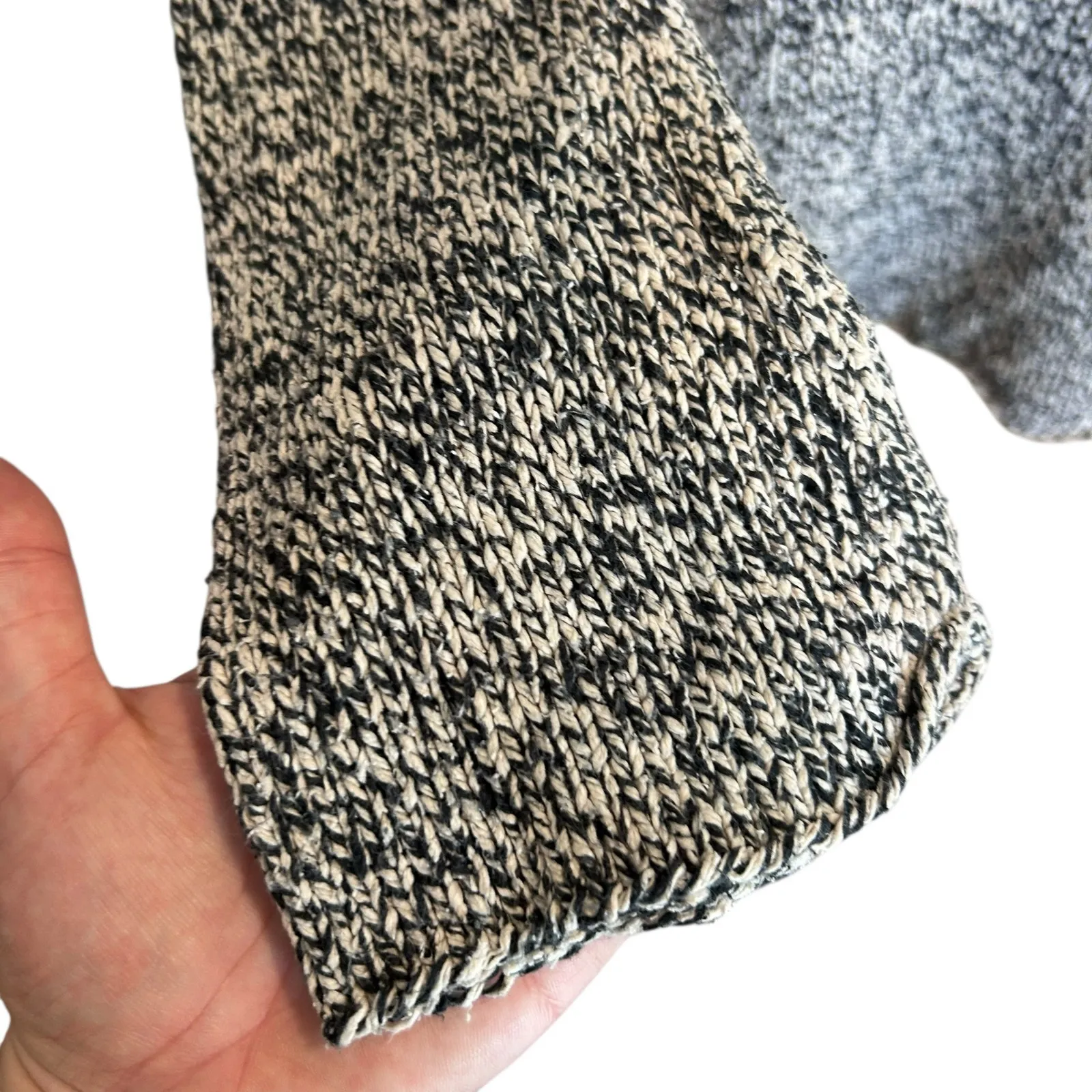 JJill Black White Marled Silk Sweater Womens Sz Small Plunging V Neck Loose Fit - Image 11