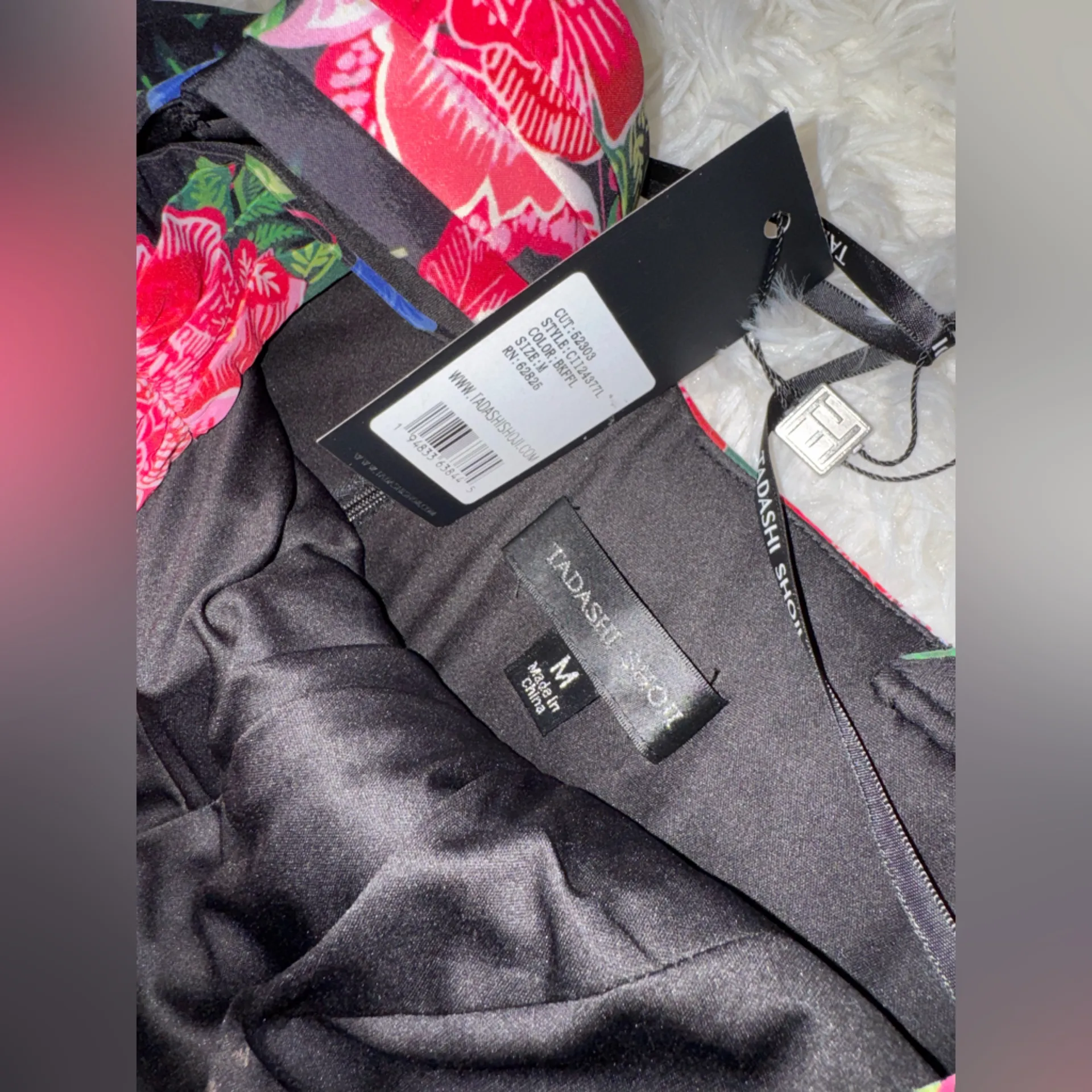 NWT Tadashi Shoji Elarra Floral Waterfall Flounce Gown Sz M - Image 10