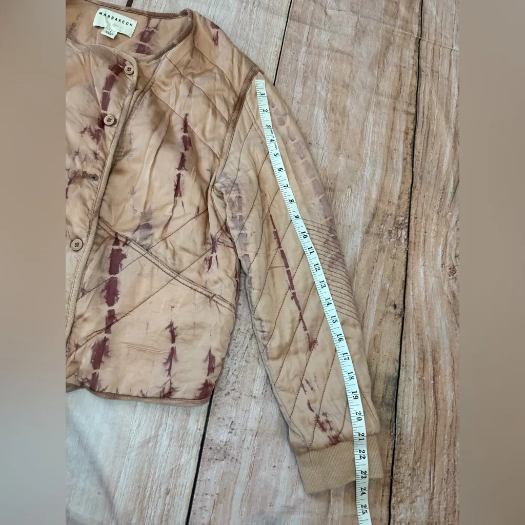 Marrakech Anthropologie Quilted Cropped Light Puffer Moto Jacket Womens Sz M - Image 2