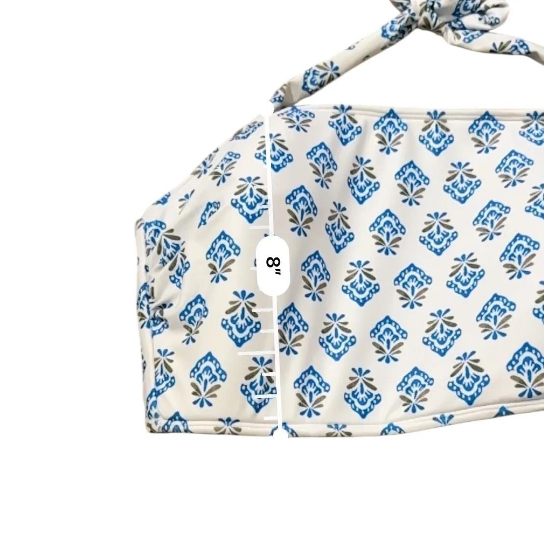 Cupshe NWT Halter Bikini Top Women's Medium White Blue Print Swim Beachwear - Image 5