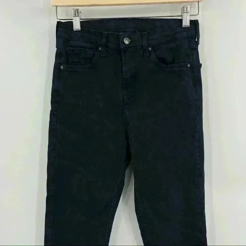 TopShop Black‎ High Rise Distressed Skinny Jeans Size W28 - Image 11