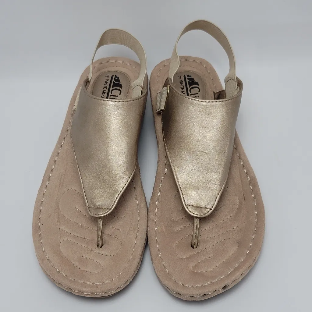 Cliffs White Mountain Low Wedge Thong Sandals Size 8 Carmel Tan - Image 11