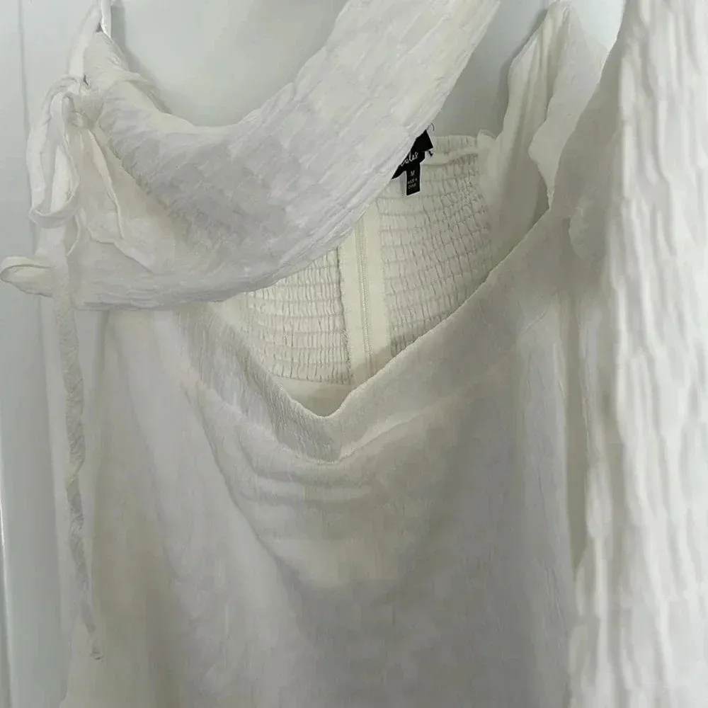 Lulu’s Sweetheart Summer White Cutout Tie-Strap Midi Dress Sz M - Image 8