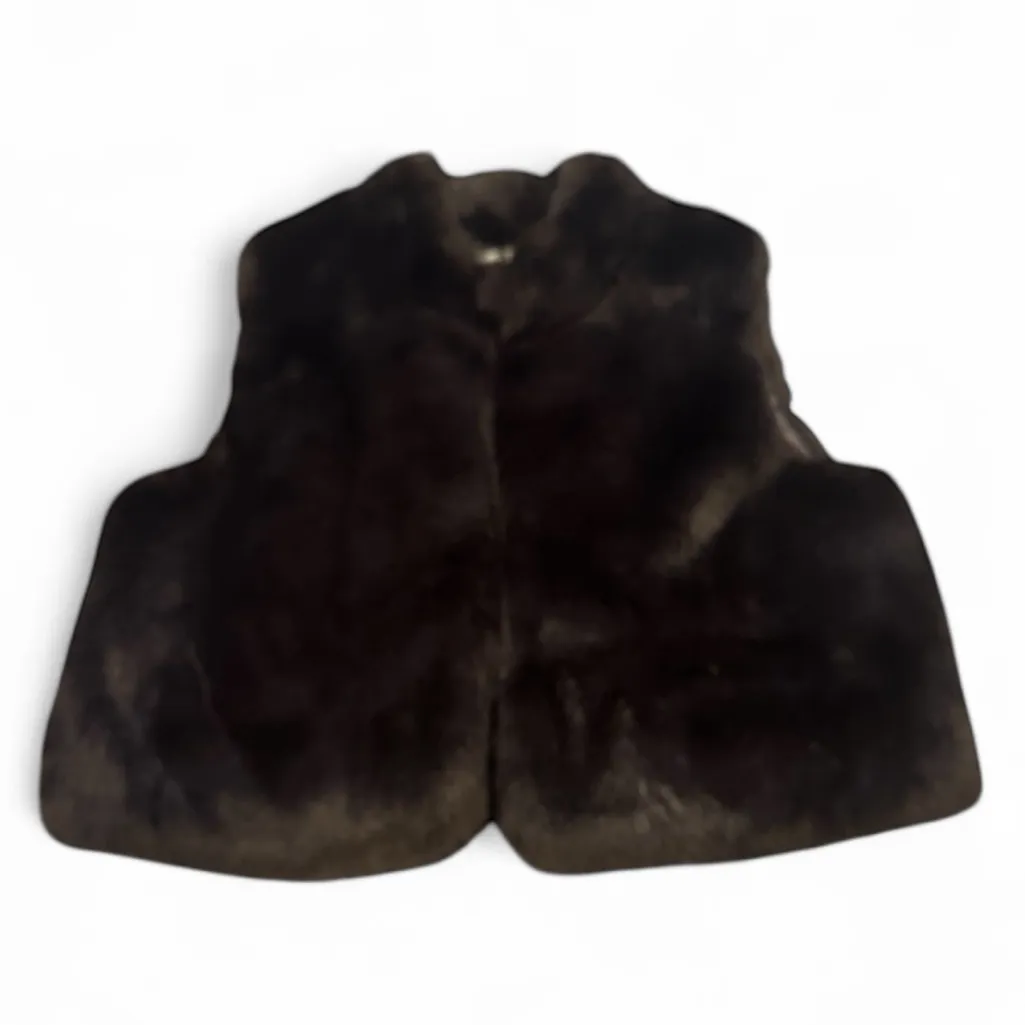 Lord & Taylor Dark Brown Faux Fur Cropped Vest XL - Image 2