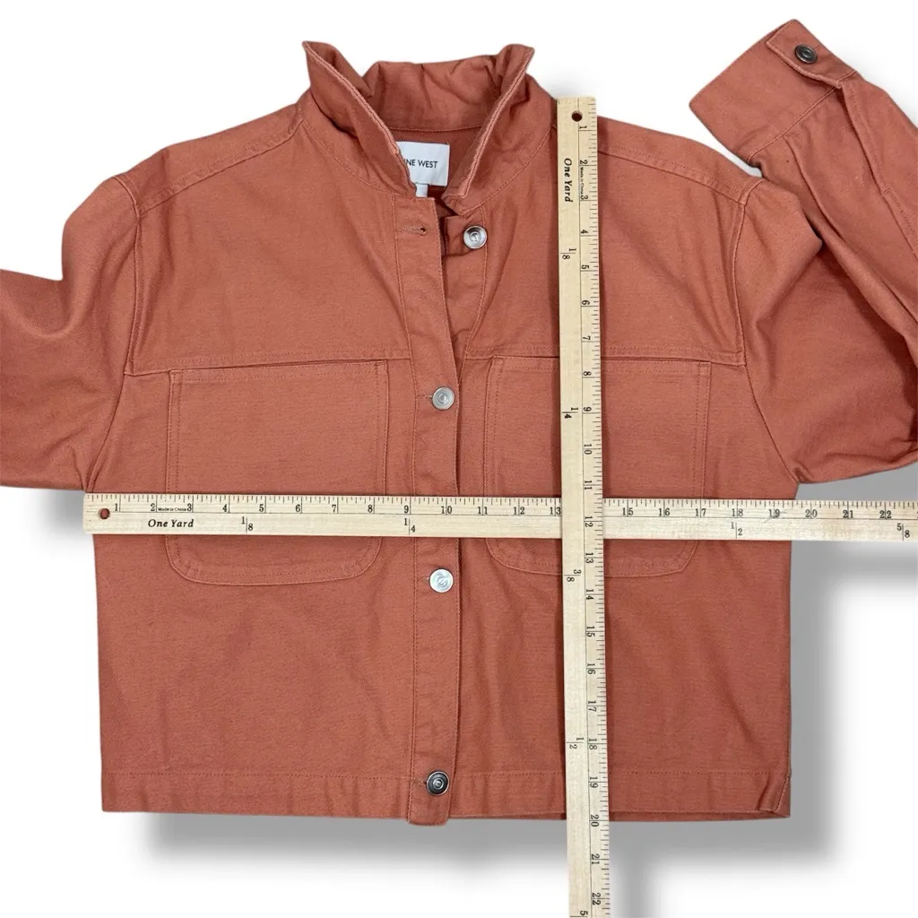 Nine West Denim Cropped Trucker Jacket Burnt Orange Small - Image 11
