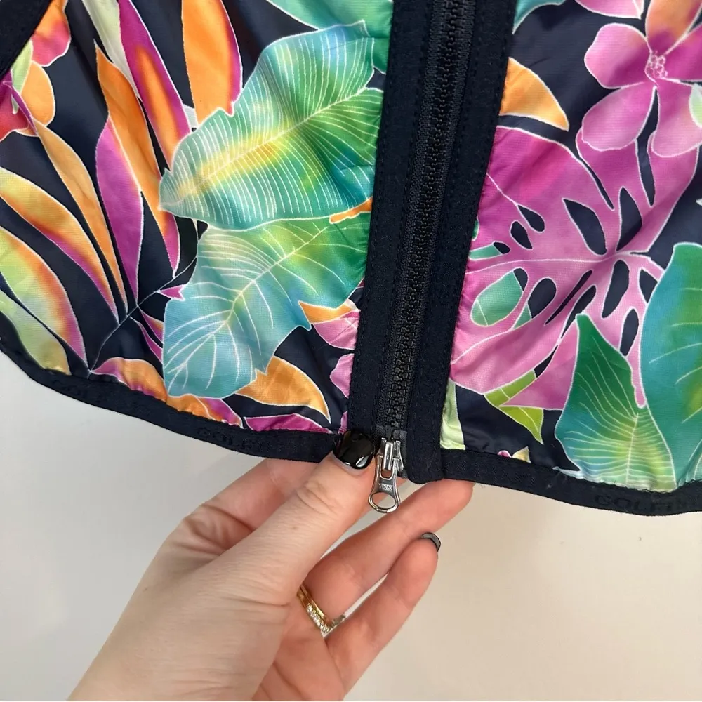 Golfino | Colorful Tropical Floral Lightweight Zip Front Jacket Size 4 Blue - Image 2