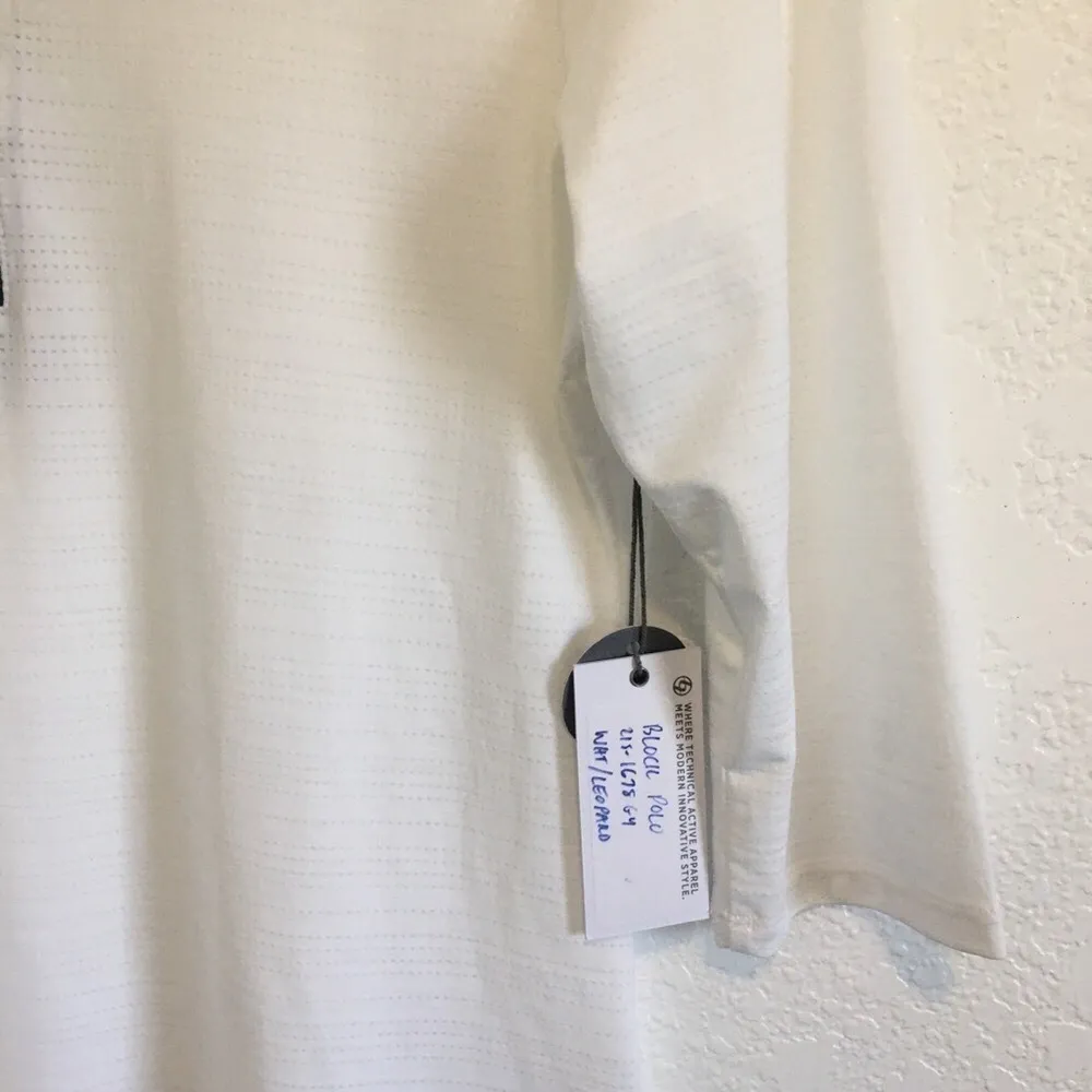 Lija 3/4 sleeves block polo leopard white tops SIze Small Green - Image 14