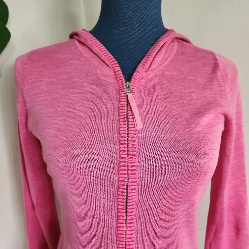 Banana Republic Heathered Pink Cotton Zipper Hoodie Jacket - Image 3