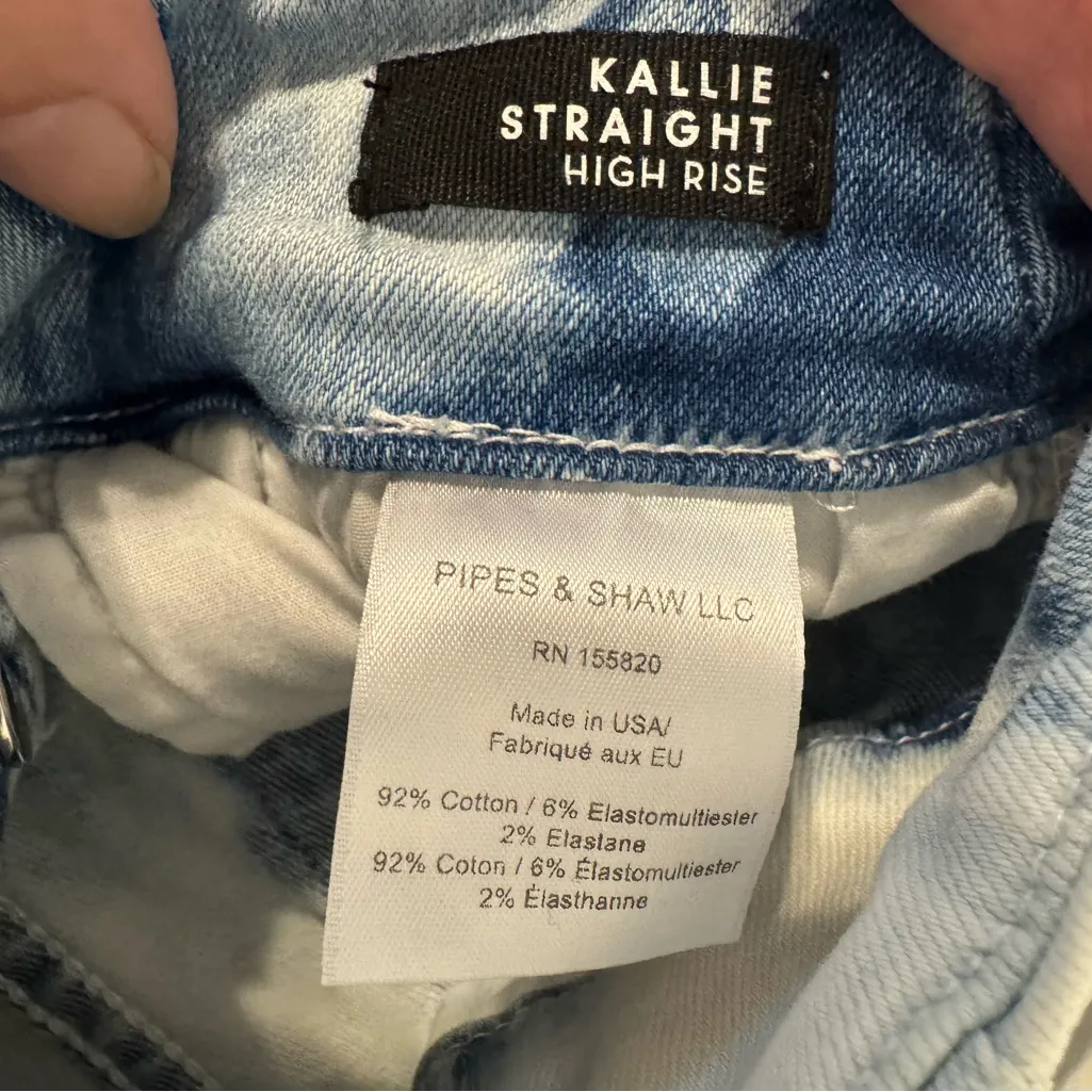 Veronica Beard Kallie Tie Dye High Rise Straight Leg Crop Jeans Bleached Size 23 - Image 9