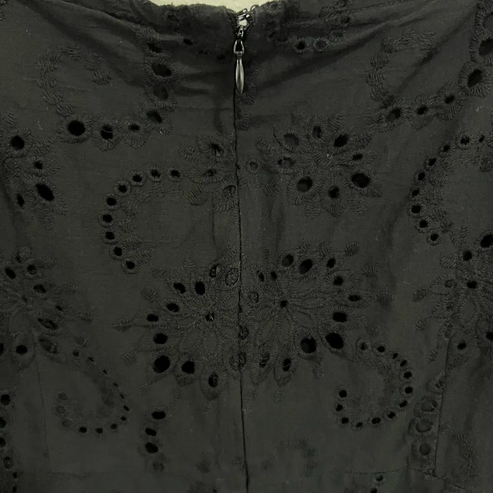 7 For All Mankind Black Black Eyelet Puff Sleeve Dress Size XL - Image 9