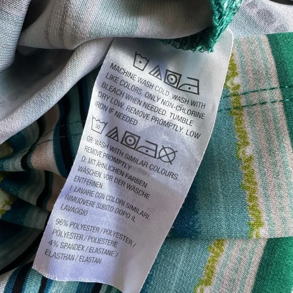 Susan Graver Liquid Knit Green Boho Stripe Print Resortwear Long Sleeve Size 3X - Image 9