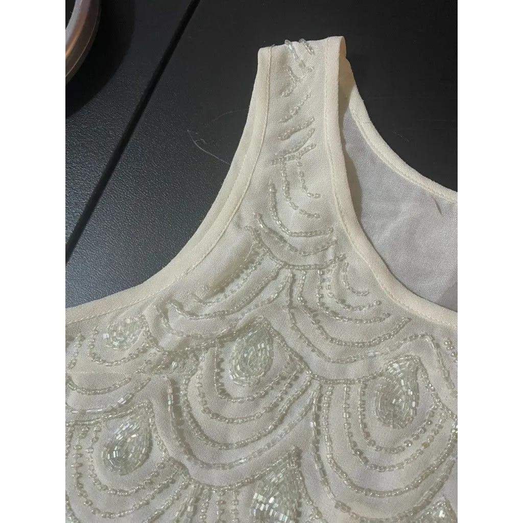 NEW Lucy & Laurel Beaded net mermaid tank Top blouse S PARTY FESTIVAL DAINTY - Image 4