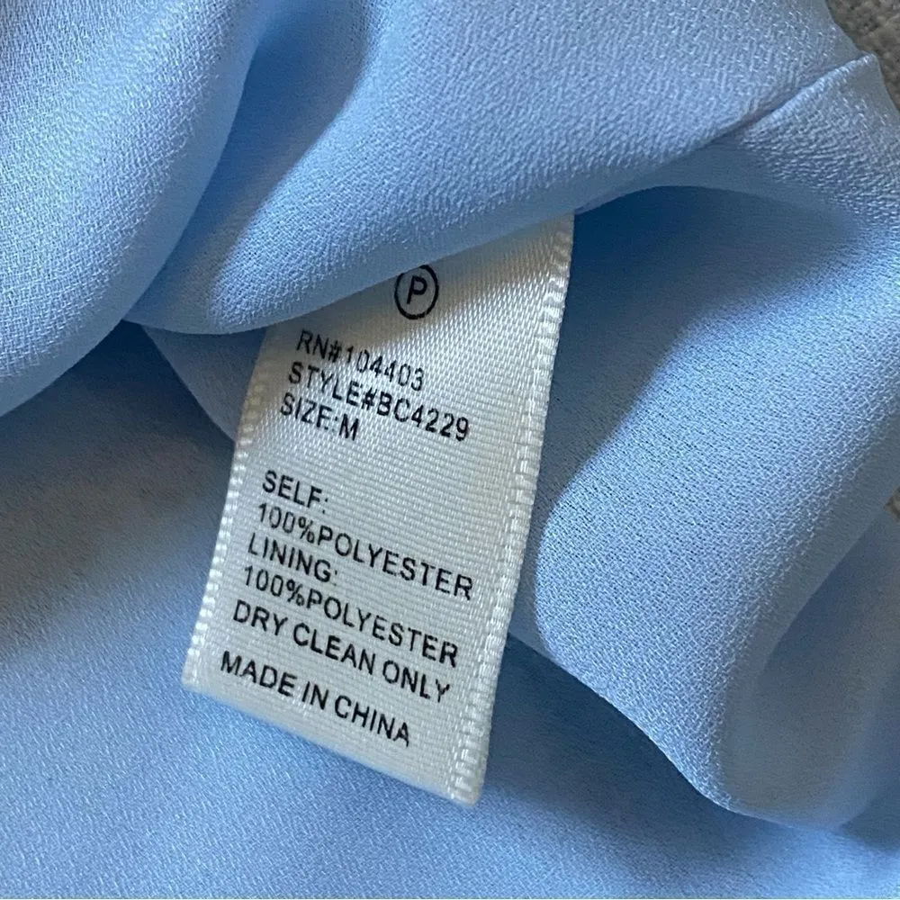 J.O.A Babydoll Ruffle Dress Corset Lace Up Back Medium Blue - Image 11