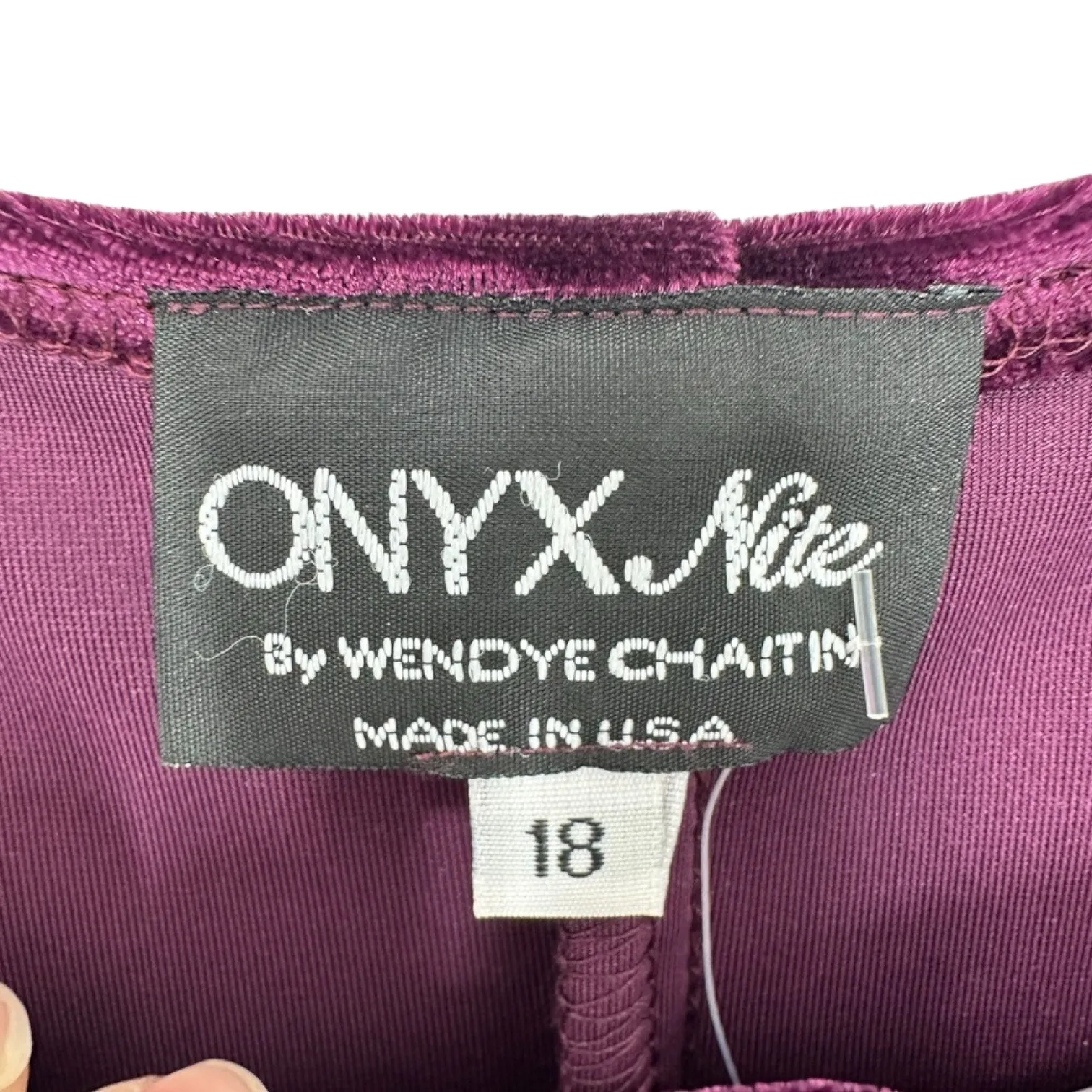 Vintage Women's Purple Velvet Rhinestone Maxi Dress Size 18 Onyx Nite Vamp Witch - Image 10