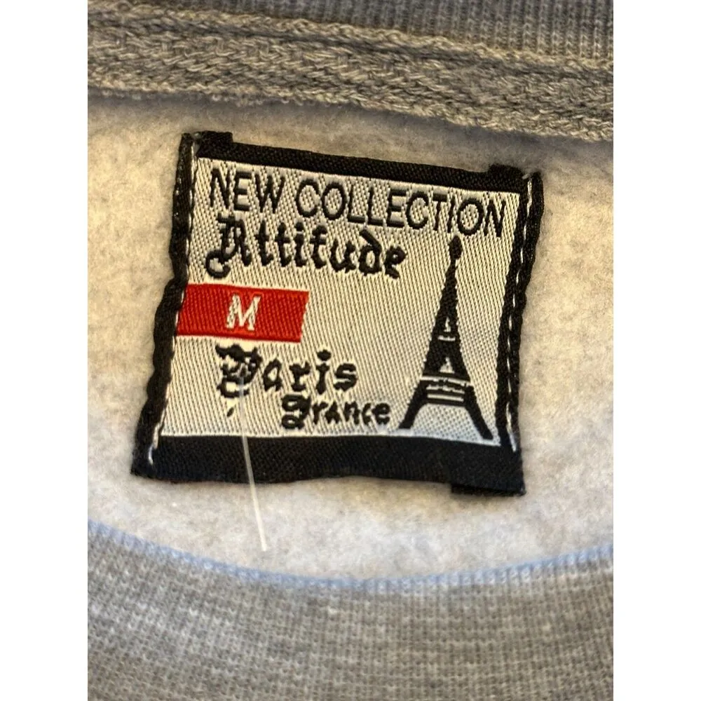 Paris Tour D'or Sweatshirt Gray Crew Neck Long Sleeve Pullover Sz M Size M - Image 4