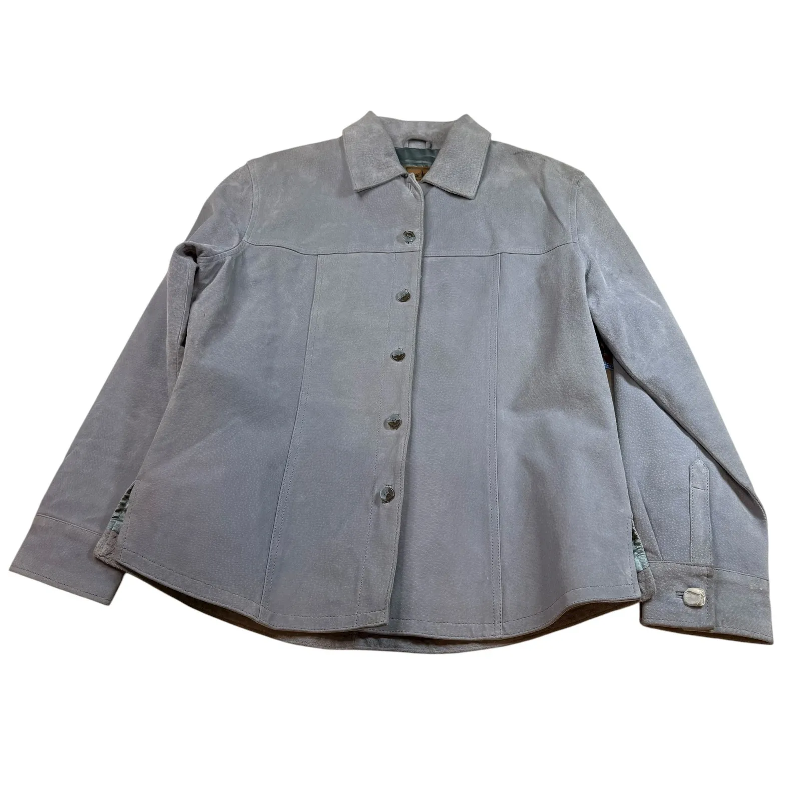 AMI‎ Womens Gray Suede Leather Button Down Jacket Size Medium - Image 2