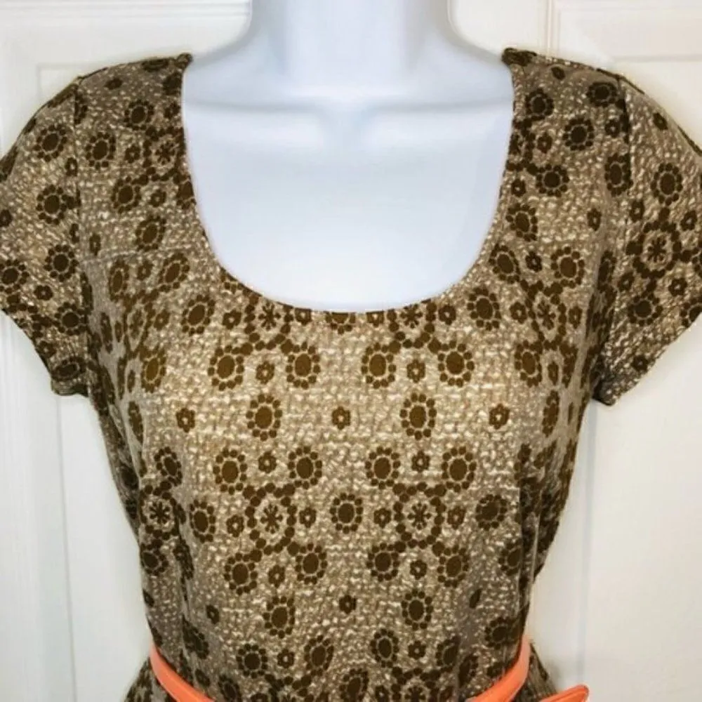 Maison Jules Belted Dress Textured Knit Brown Coral Junior L - Image 2