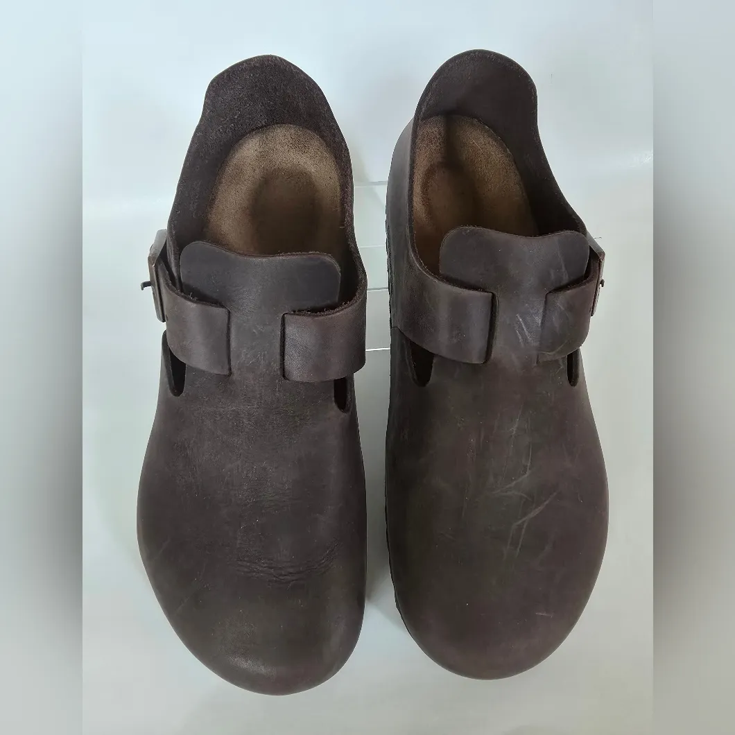 Birkenstock London Habana Brown Oiled Leather Clog Shoe EU 41 - Image 8