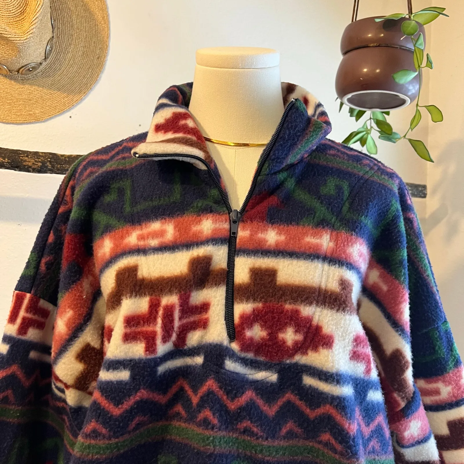 Vintage Backroad Blues Soft Oversized Southwestern Pullover Sweater Size Large Blue - Image 7