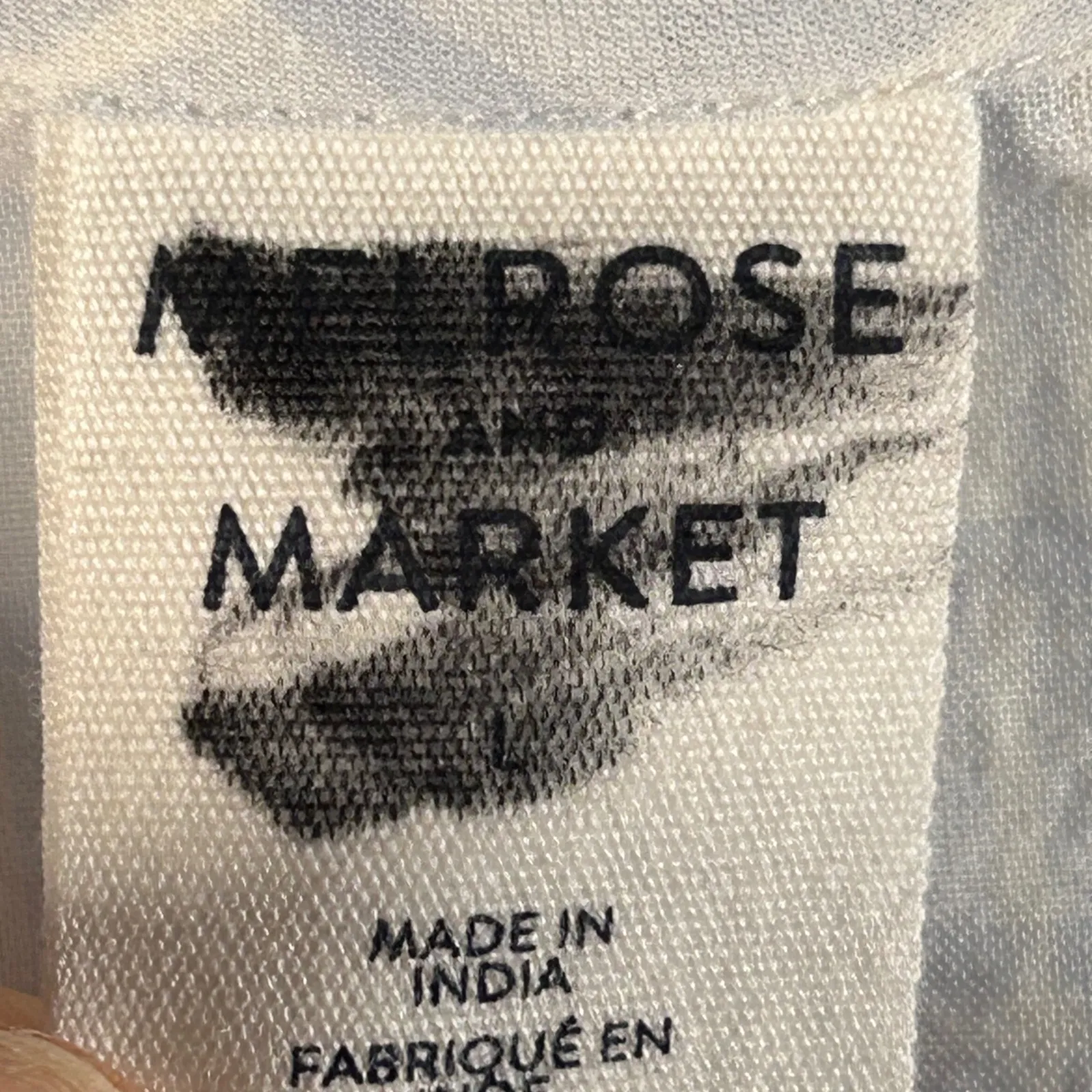 Melrose and Market Plaid V Neck Puff Sleeve Top Blouse Blue White Size Large - Image 3