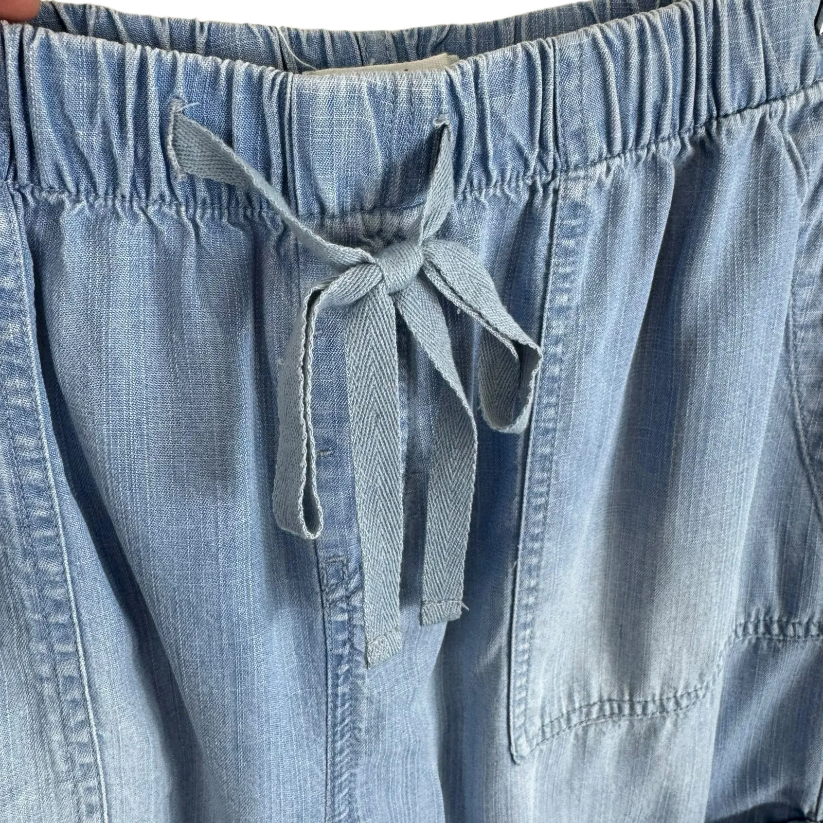 Workshop Republic Blue 100% Tencel Lyocell Drawstring Waist Cuffed Shorts Size L - Image 3