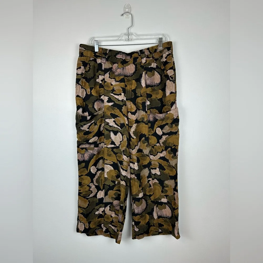 Democracy Printed Cotton Crop Wide Leg Pull On Pockets Pants Women’s Sz XL - Image 7