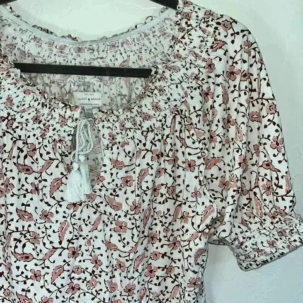 Lucky Brand Women's On or Off Shoulder Floral Peasant Top Medium‎ - Image 3