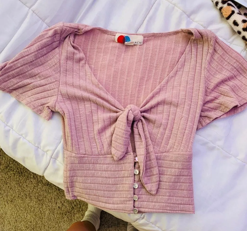 FP beach Light Pink Tie Front Top - Image 2