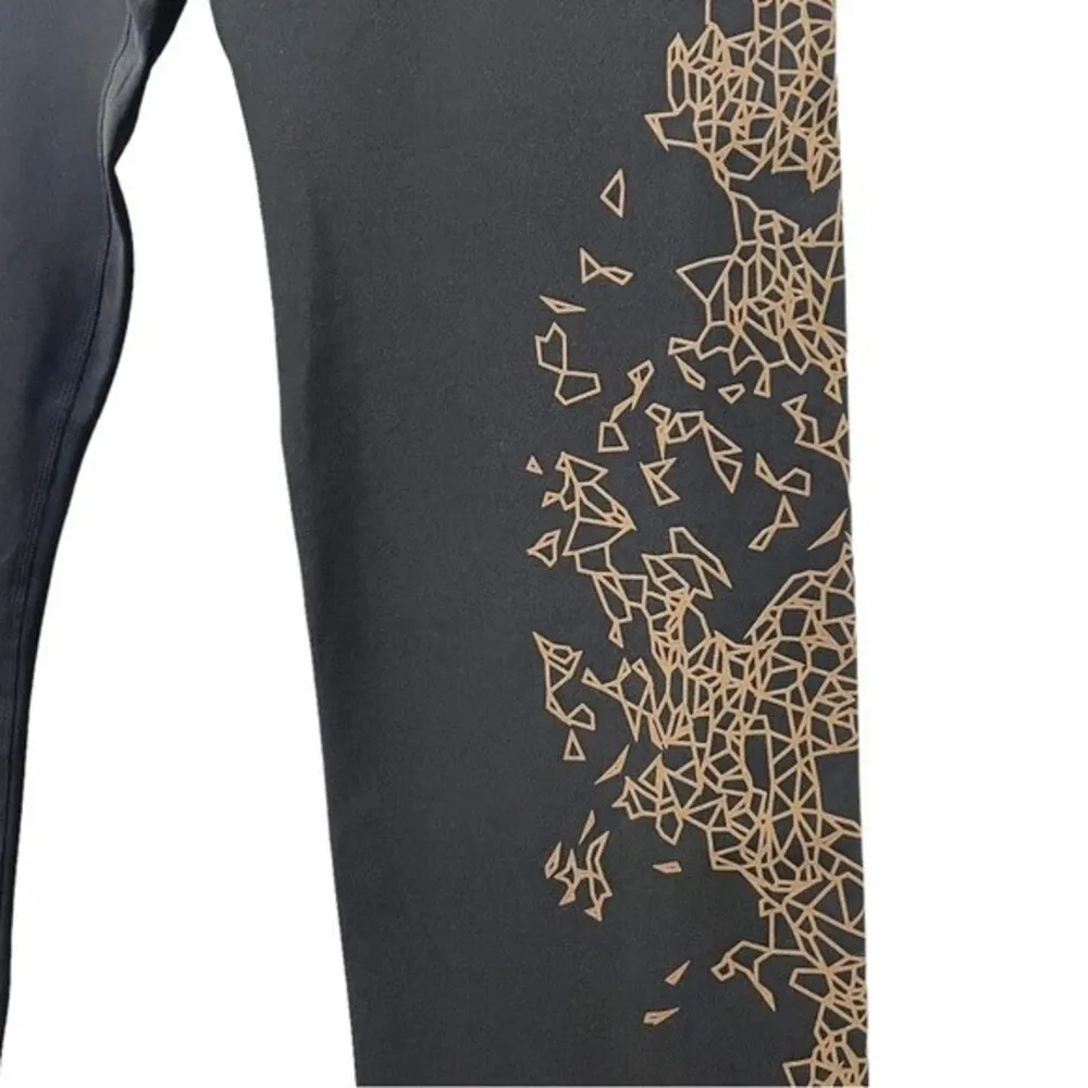 NWT R8 Activewear Compression Legging Kaleidoscope Capri Black Copper Size Large - Image 6