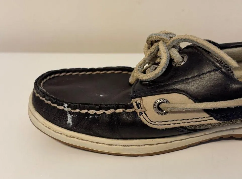 Sperry Top Sider Signature Leather Loafers Boat Shoes Blue Tan Womens US 6.5 - Image 5