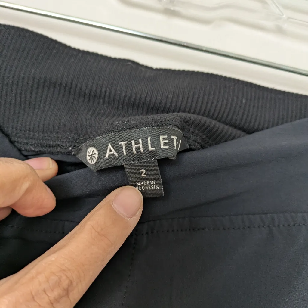 Athleta  Black Slim Athletic Pant with White Stripes Sz 2 - Image 2