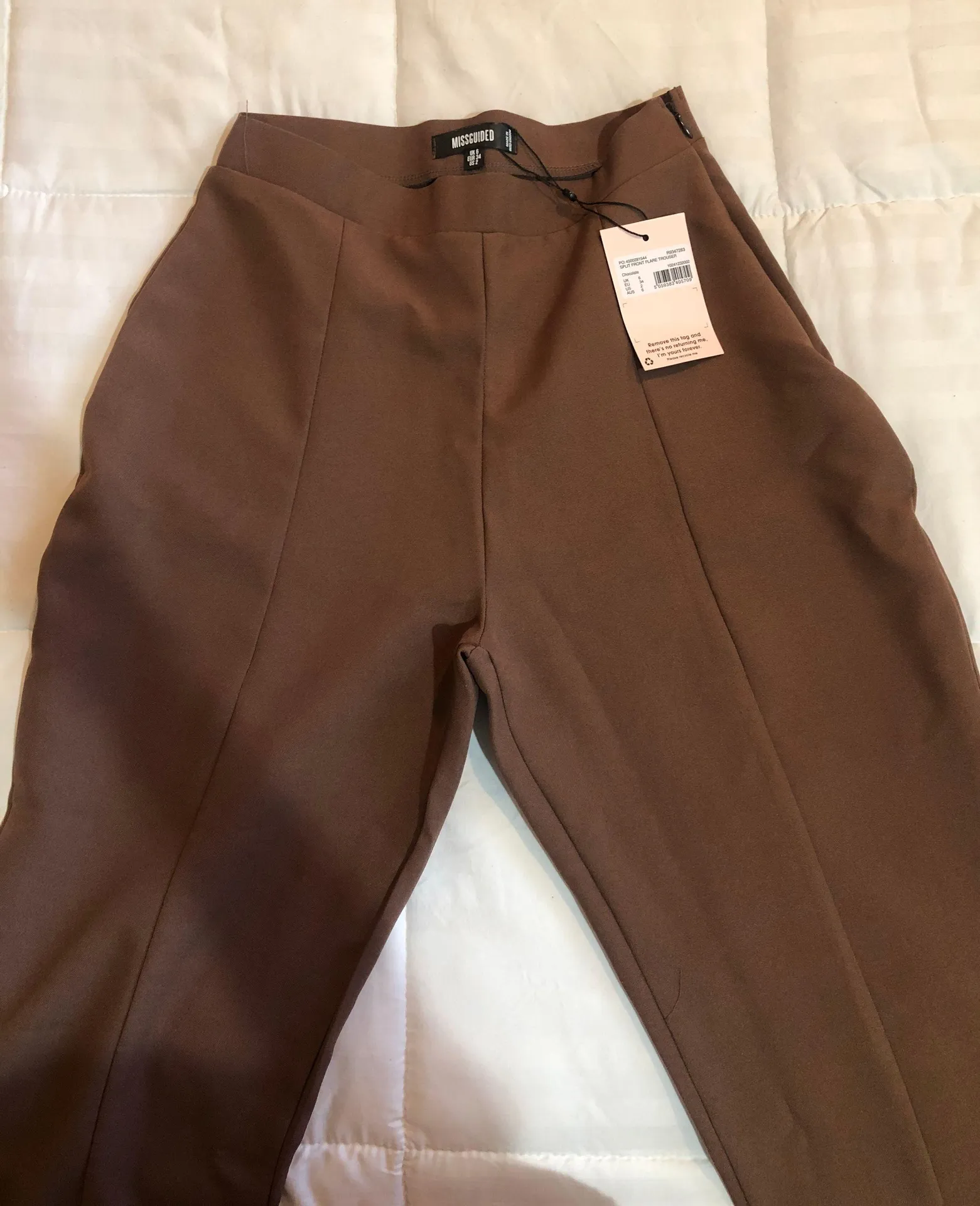 Missguided Chocolate Split Front Flared Pants - Image 3
