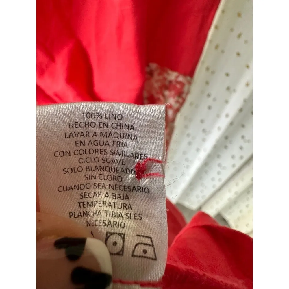 Allen Allen NWOT 100% Linen Fold Mix Floral Solid Print Midi Dress Pockets S - Image 7