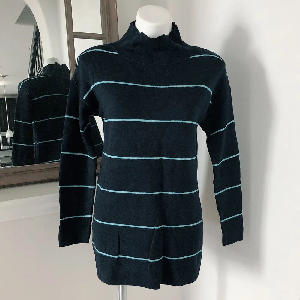 J.Jill Reversible Sweater Turtleneck Navy Blue Stripe Cotton Size S NWT $99 - Image 3