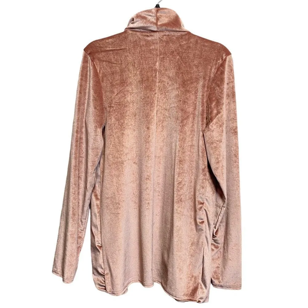 BOOHOO Pink Open Cardigan Sz 4 Velvet Long Sleeve - Image 3