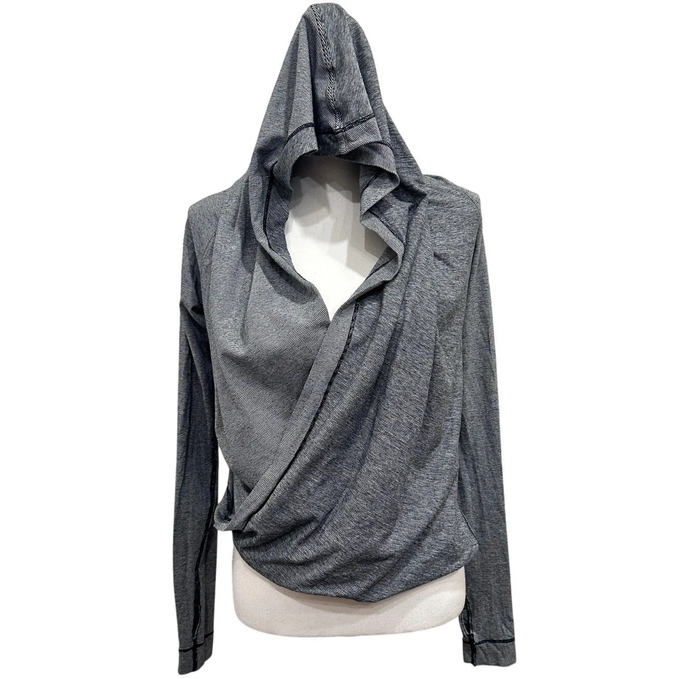 Lululemon Iconic Wrap Surplice Top Wee Stripe White Black Size 2 Lounge Active - Image 2