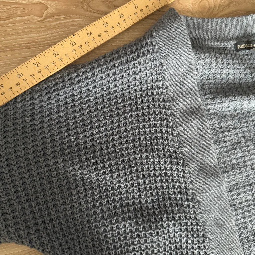 Toad & Co XL Long Open Cardigan Organic Cotton Stone Steel Blue Comfy Lounge - Image 6