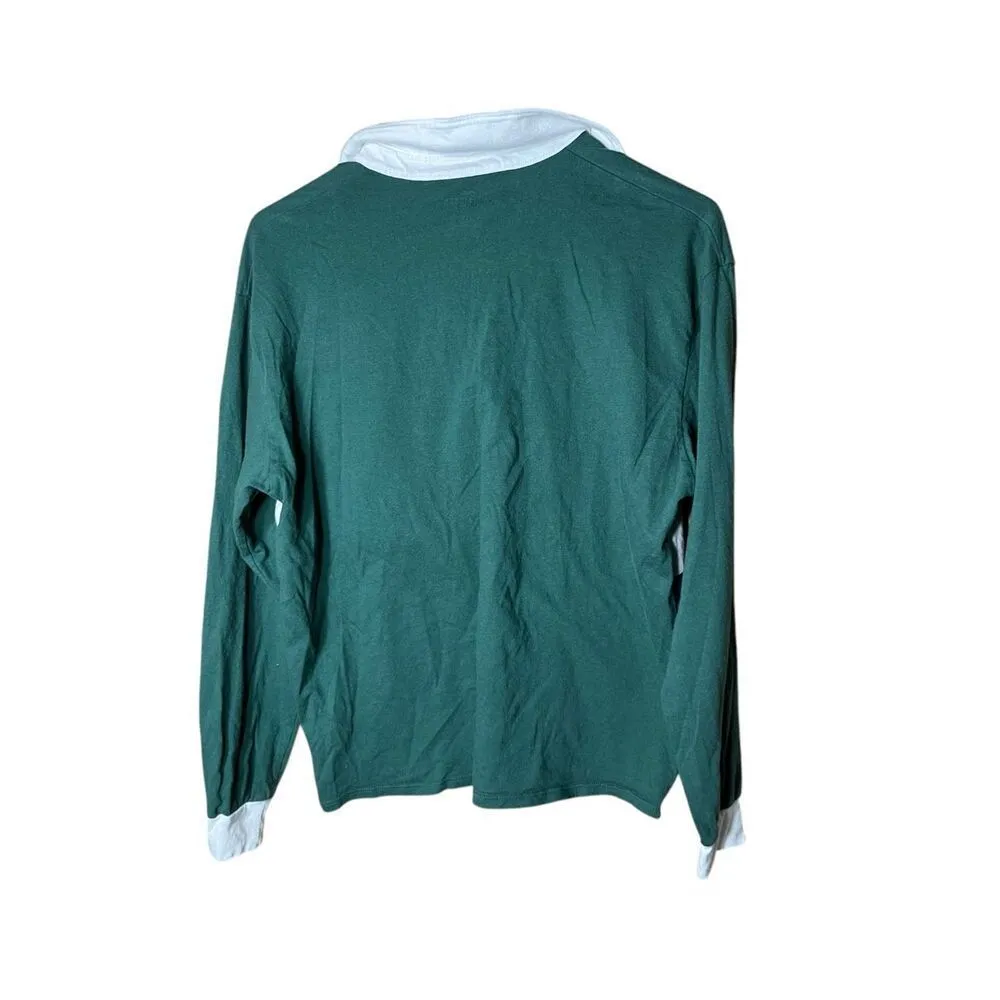 Hollister Green And White long Sleeve Polo Shirt Size S‎ - Image 5