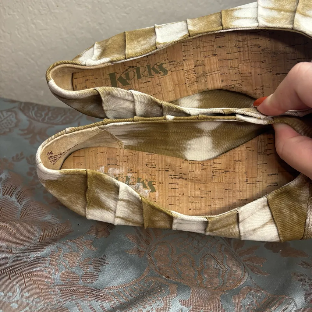 Korks Palmer Ballet Flat Khaki Tie Dye Size 11 - Image 12