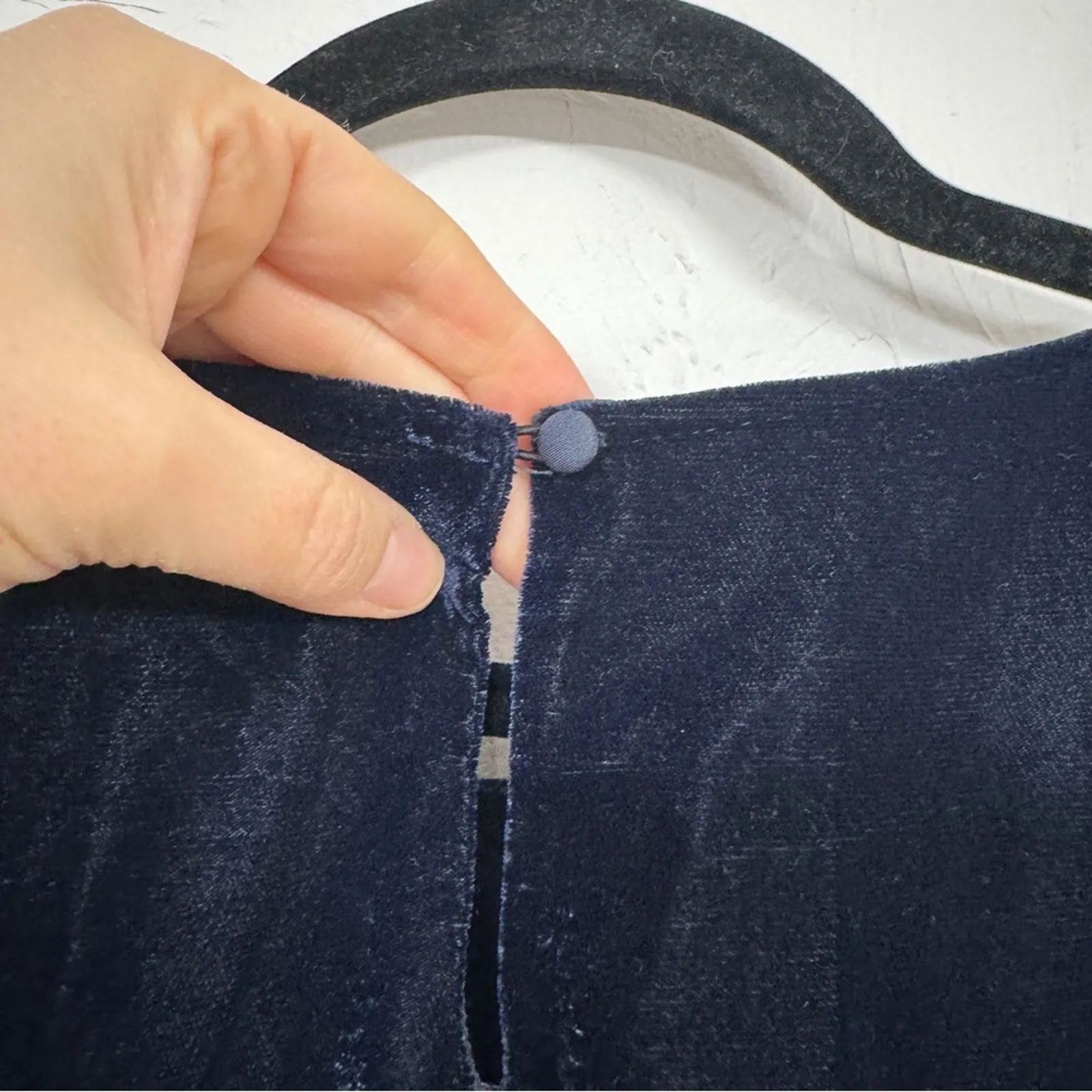 J Crew Blue Velvet Mini Dress Womens 4 Casual Fall Long Sleeve Classic Preppy - Image 11