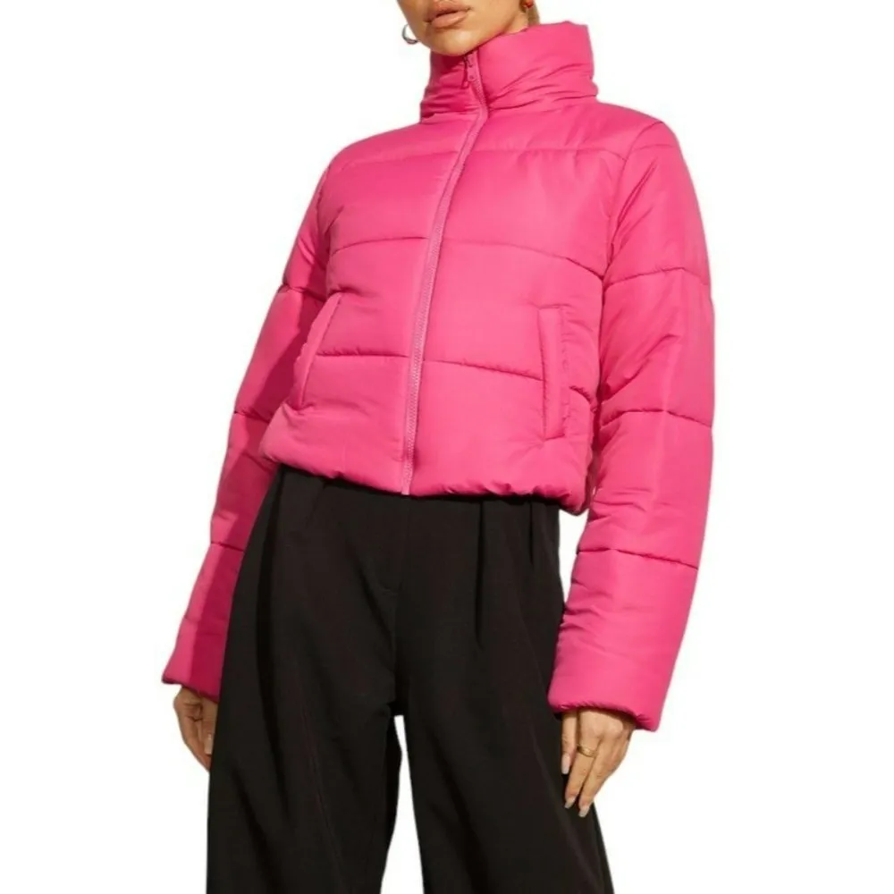 Runaway The Label Cropped Puffer Jacket Pink Size Small NWT - Image 4