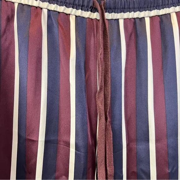 Joseph 100% Silk Pyjama Pants Wide Leg College Stripe Trousers Size 40 - Image 15