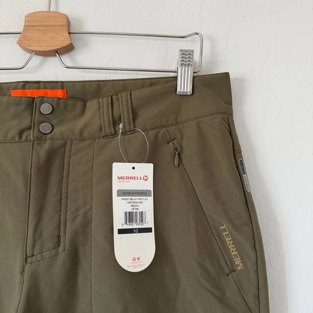 NWT Merrell Frost Belay Pant Hiking Pants Soft Shell in Olive Green Size 10 - Image 3