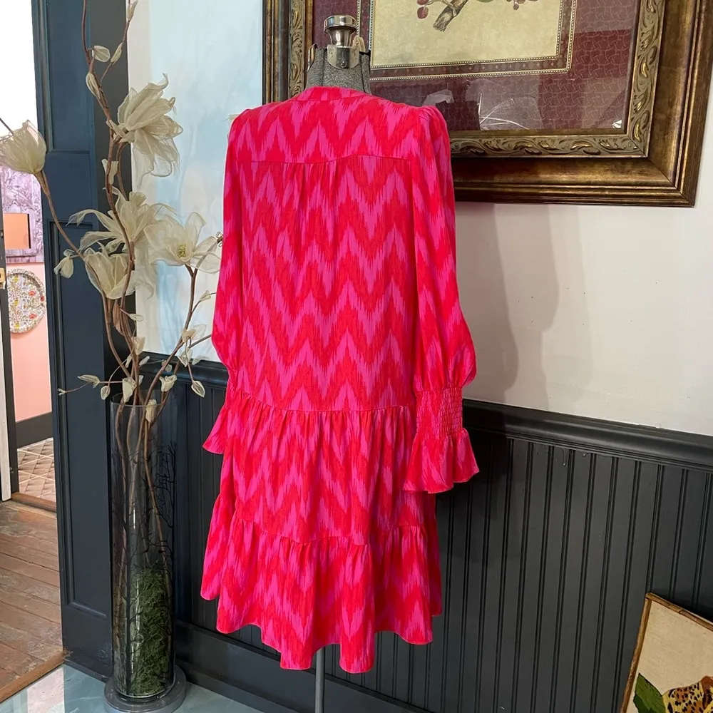 Pomander Place Tuckernuck Hot Pink Ikat Kenzo Long Sleeve Dress - Image 8