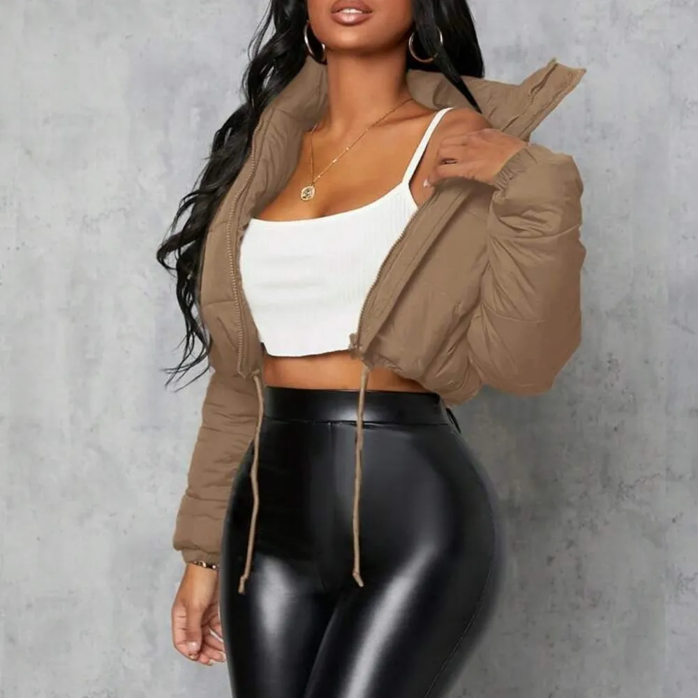 Women's Tan Puffer Jacket - Image 2