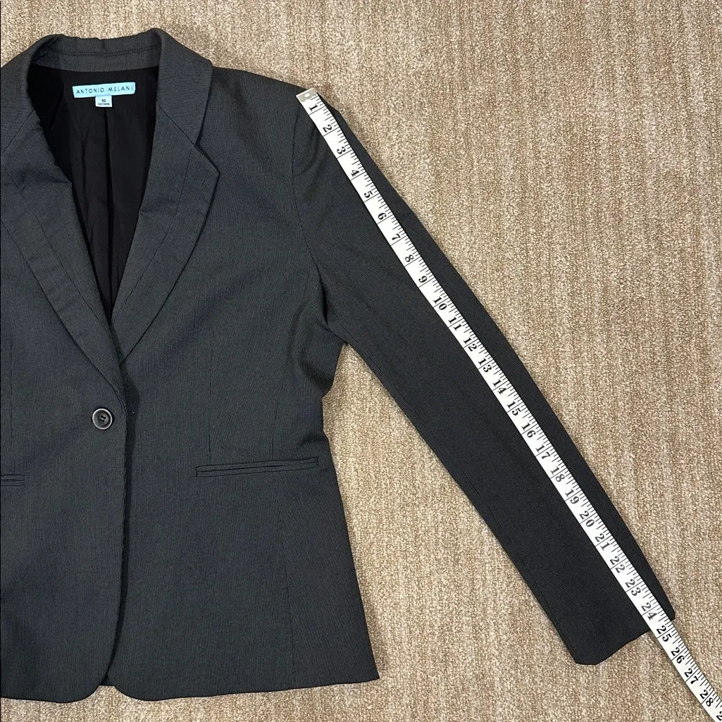 Antonio Melani Gray One Button Blazer Jacket Office Professional Women Size 10 - Image 7